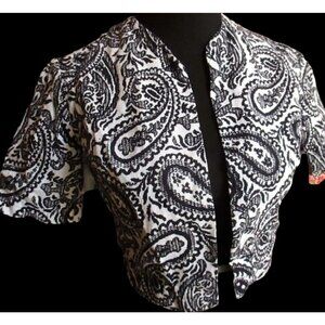 1OF1 Small Cropped Jacket 1960's Vintage Black & White Paisley Short Sleeve